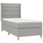vidaXL Sommier à lattes de lit matelas LED Gris clair 90x190cm Tissu