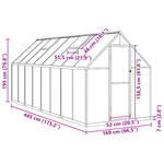 vidaXL Serre avec cadre de base vert 445x169x195 cm aluminium