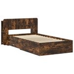 vidaXL Cadre de lit avec rangement Chêne fumé 90 x 190 cm