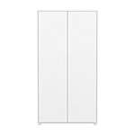 Flexa SAGA Armoire 2 portes a facades rainurees Blanche Boutons metalliques blancs