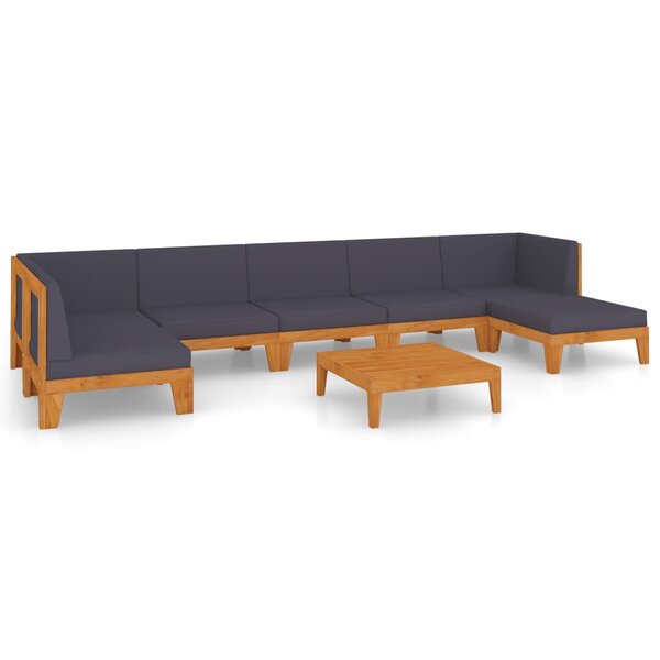 vidaXL Salon de jardin 8 Pièces avec coussins Bois d'acacia solide