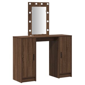 Coiffeuse vidaXL avec lumières LED Chêne brun 102x33x135 cm