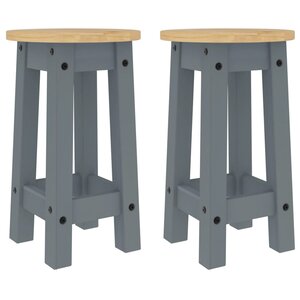 vidaXL Tabourets de bar lot de 2 gris bois massif de pin