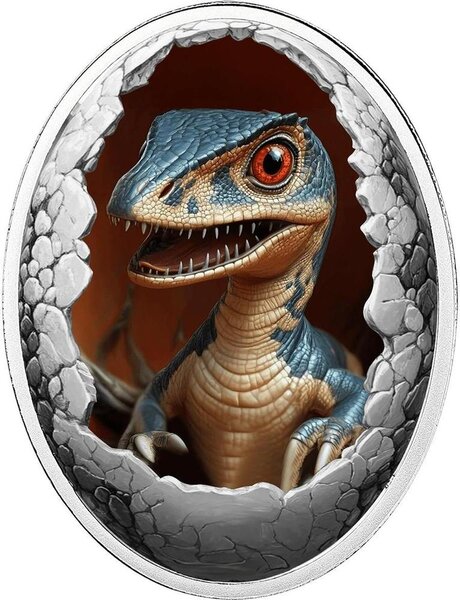 Pièce de monnaie en Argent g 16.81 Millésime 2025 Dinosauria VELOCIRAPTOR