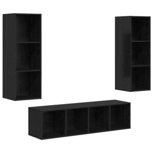 vidaXL Ensemble meuble TV 3 Pièces Chêne noir Bois d'ingénierie
