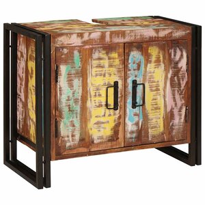 vidaXL Meuble sous-vasque de salle de bain Bois récupéré massif  fer