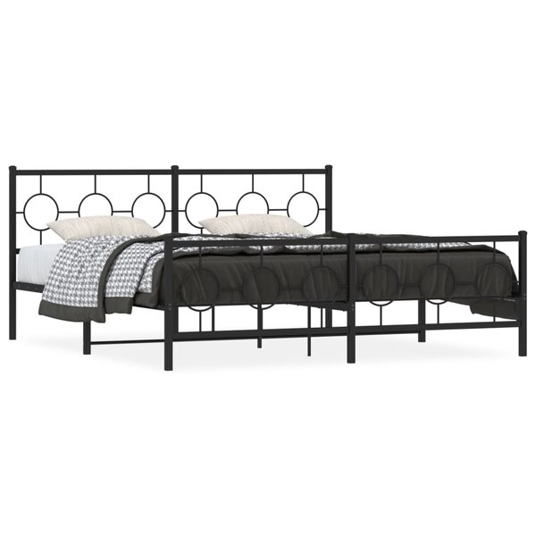 vidaXL Cadre de lit métal sans matelas avec pied de lit noir 183x213cm