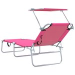 vidaXL Transat 2-personne 2 Pièces Rose 58 x 188 x 77cm tissu