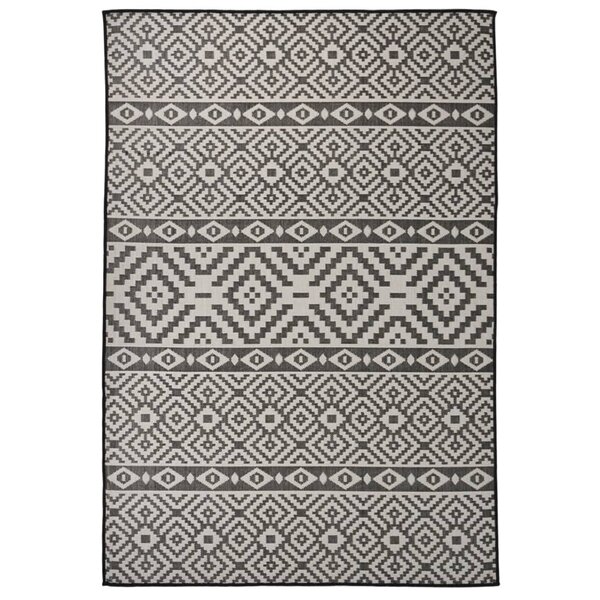 vidaXL Tapis à tissage plat d'extérieur 160x230 cm Rayures noires