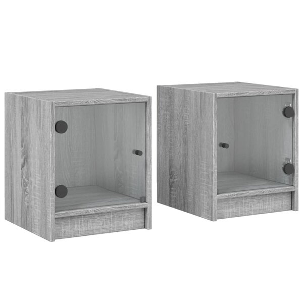 vidaXL Tables de chevet et portes vitrées 2Pièces sonoma gris 35x37x42cm
