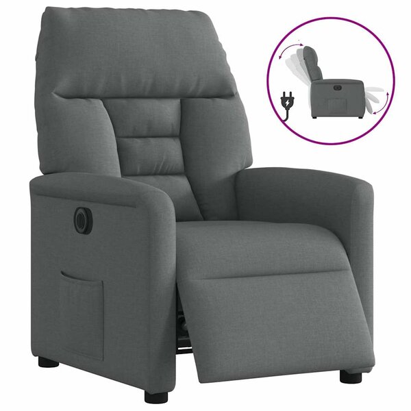 vidaXL Fauteuil inclinable électrique Gris foncé Tissu