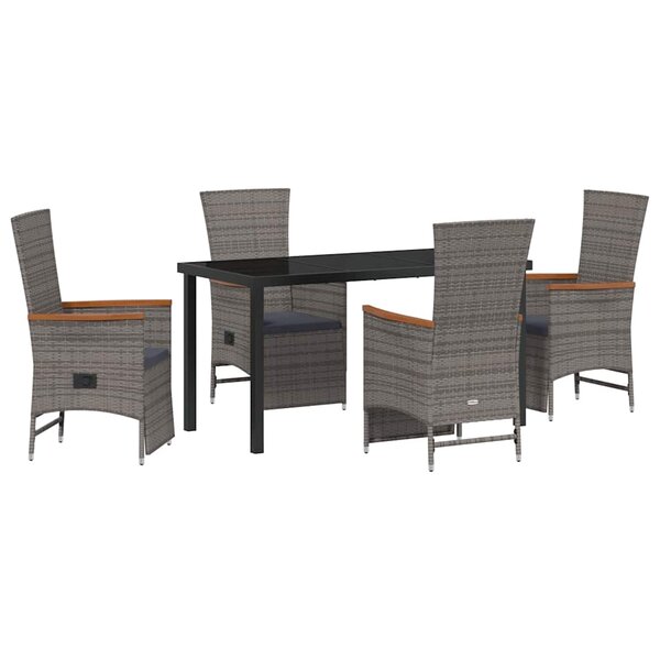 vidaXL Ensemble de salle à manger pour jardin 5 Pièces Gris Poly rotin