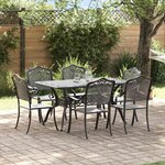 vidaXL Ensemble de salle à manger pour jardin 7 Pièces Noir Aluminium