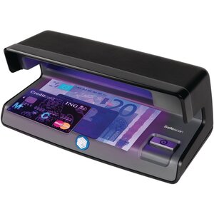 Détecteur de faux billets ultraviolet 50 ; conception plate ; résultats instantanés ; lampe UV 7 W ; noir