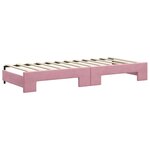 vidaXL Lit de jour avec gigogne et tiroirs sans matelas rose 80x200 cm