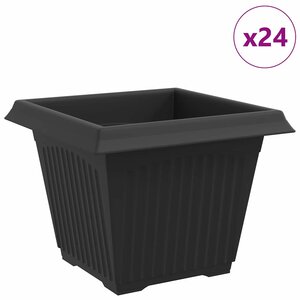 vidaXL Pot de Fleurs Carré 24 Pièces Noir 28 5 x 28 5 x 22 cm Plastique