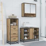 vidaXL Ensemble de mobilier de salle de bain 3 Pièces Chêne artisanal