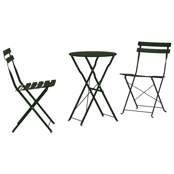 vidaXL Ensemble bistro pliant 3 Pièces Vert foncé Acier