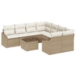 vidaXL Ensemble de canapé de jardin 9 pièces avec coussins Beige Rotin Synthétique
