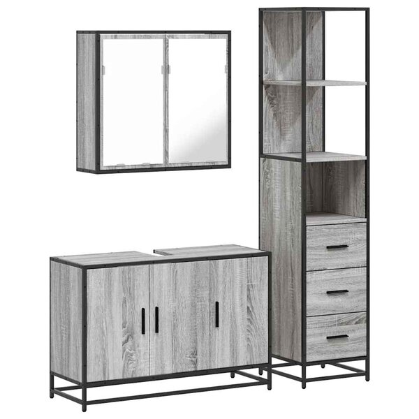 vidaXL Ensemble de meubles de salle de bain 3 Pièces Sonoma gris