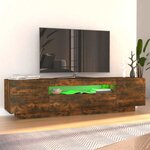 vidaXL Meuble TV avec lumières LED Chêne fumé 160x35x40 cm