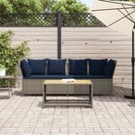 vidaXL Canapé de jardin avec coussins Gris Résine tressée