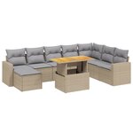 vidaXL Salon de jardin avec coussins 9 Pièces beige résine tressée