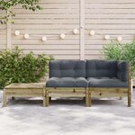 vidaXL Canapé de jardin avec coussins et repose-pied bois pin imprégné