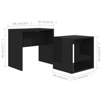 vidaXL Ensemble de tables basses Noir brillant 48x30x45 cm Aggloméré