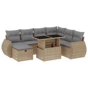 vidaXL Salon de jardin avec coussins 8 Pièces beige résine tressée