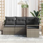 vidaXL Ensemble de Canapés avec coussin 4 Pièces Gris polyrotin