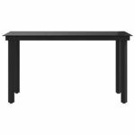 vidaXL Table à dîner de jardin Noir 140x70x74 cm Acier et verre
