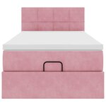 vidaXL Cadre de lit ottoman avec matelas rose 90x190 cm velours