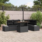 vidaXL Ensemble de canapé de jardin 6 Pièces Noir Poly rotin