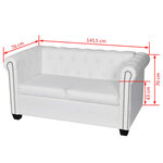 Vidaxl canapé chesterfield à 2 places et à 3 places blanc