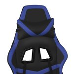 vidaXL Chaise de jeu de massage et repose-pied Noir et bleu Similicuir