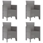 vidaXL Chaises de jardin 4 Pièces Gris clair 53 x 49 x 85 cm Plastique