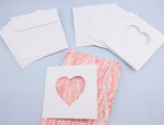 5 Cartes et enveloppe DIY blanches 13x13cm Coeur