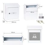 Boîte aux lettres en acier porte  mur et portail. V4091  Fente de 23 x 4 cm  Blanc