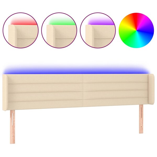 vidaXL Tête de lit à LED Crème 203x16x78/88 cm Tissu