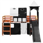 vidaXL Lit mezzanine enfants avec tour blanc/noir 80x200cm pin massif