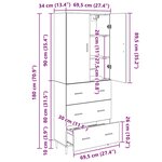 vidaXL Haut Armoire avec tiroir Chêne artisanal 69 5 x 34 x 180 cm