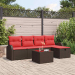 vidaXL Ensemble de Canapés avec coussin Marron et rouge polyrotin