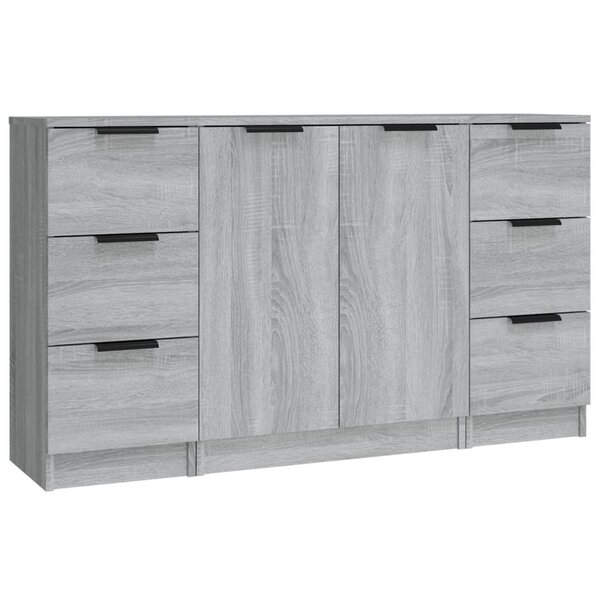 vidaXL Buffets 3 Pièces Sonoma gris Bois d'ingénierie