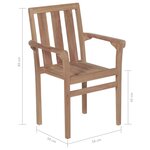 vidaXL Chaises de jardin empilables 8 Pièces Bois de teck solide