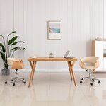 vidaXL Chaise pivotante de bureau Crème Bois courbé et similicuir