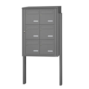 Bloc collectif Leabox  2x3  grade 3  simple face  extérieur  fixation sur pieds à sceller  gris poussière ral 7037 finition brillante