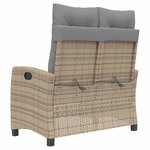vidaXL Banc inclinable de jardin avec coussins beige résine tressée