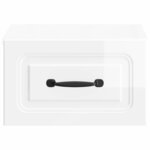 vidaXL Cabinet de chevet mural Blanc brillant 34 5 x 33 x 20 cm