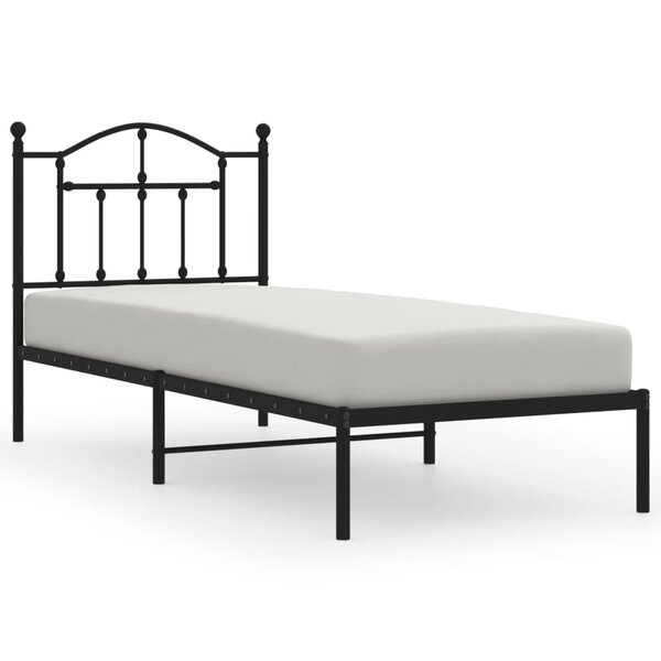 vidaXL Cadre de lit métal avec tête de lit noir 80x200 cm